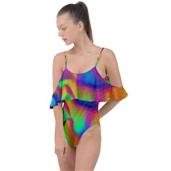 Fluid Background Pattern Drape Piece Swimsuit by GardenOfOphir