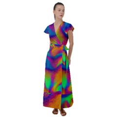 Fluid Background Pattern Flutter Sleeve Maxi Dress by GardenOfOphir