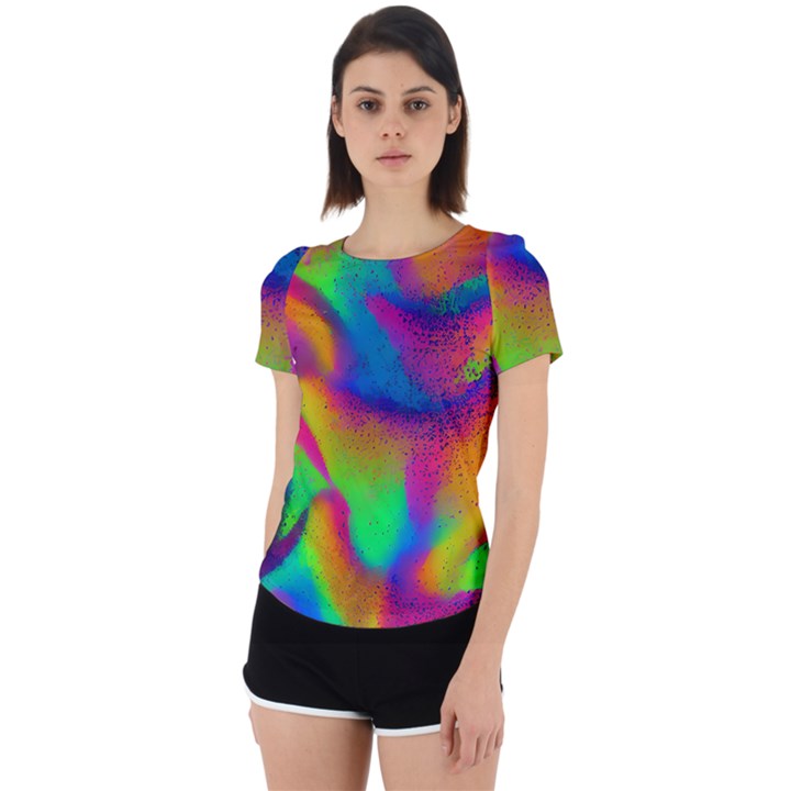 Fluid Background Pattern Back Cut Out Sport Tee