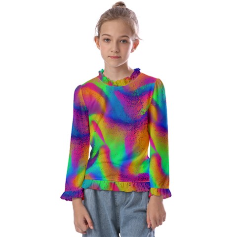 Fluid Background Pattern Kids  Frill Detail Tee by GardenOfOphir