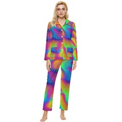 Fluid Background Pattern Womens  Long Sleeve Velvet Pocket Pajamas Set