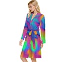 Fluid Background Pattern Long Sleeve Velvet Robe View2