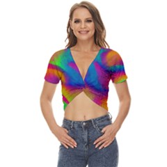 Fluid Background Pattern Twist Front Crop Top by GardenOfOphir