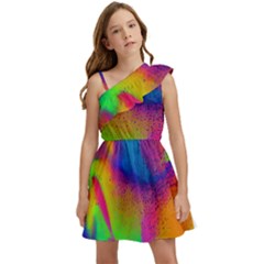 Fluid Background Pattern Kids  One Shoulder Party Dress