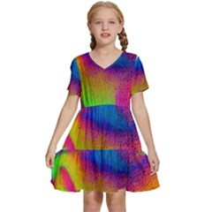 Fluid Background Pattern Kids  Short Sleeve Tiered Mini Dress by GardenOfOphir