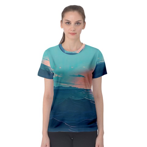 Ai Generated Ocean Sea Water Anime Nautical Women s Sport Mesh Tee by Pakemis