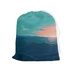 Ai Generated Ocean Sea Water Anime Nautical Drawstring Pouch (xl) by Pakemis