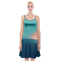 Ai Generated Ocean Sea Water Anime Nautical Spaghetti Strap Velvet Dress by Pakemis