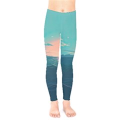 Ai Generated Ocean Sea Water Anime Nautical Kids  Leggings by Pakemis