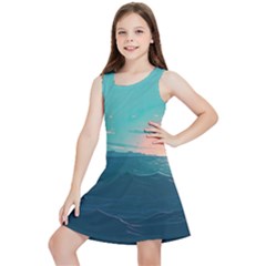 Ai Generated Ocean Sea Water Anime Nautical Kids  Lightweight Sleeveless Dress by Pakemis