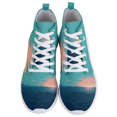 Ai Generated Ocean Sea Water Anime Nautical Men s Lightweight High Top Sneakers by Pakemis