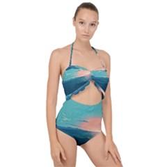 Ai Generated Ocean Sea Water Anime Nautical Scallop Top Cut Out Swimsuit by Pakemis