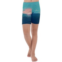 Ai Generated Ocean Sea Water Anime Nautical Kids  Lightweight Velour Capri Yoga Leggings by Pakemis