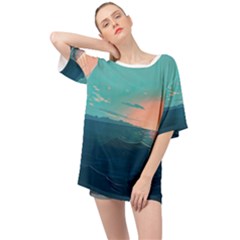 Ai Generated Ocean Sea Water Anime Nautical Oversized Chiffon Top by Pakemis