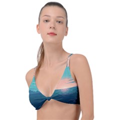 Ai Generated Ocean Sea Water Anime Nautical Knot Up Bikini Top by Pakemis