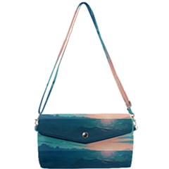 Ai Generated Ocean Sea Water Anime Nautical Removable Strap Clutch Bag by Pakemis