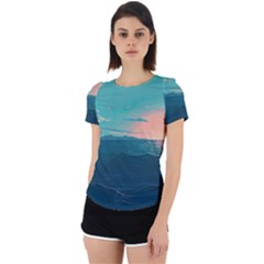 Ai Generated Ocean Sea Water Anime Nautical Back Cut Out Sport Tee by Pakemis