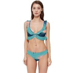 Ai Generated Ocean Sea Water Anime Nautical Low Cut Ruffle Edge Bikini Set