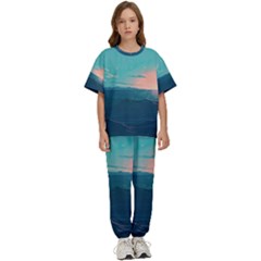 Ai Generated Ocean Sea Water Anime Nautical Kids  Tee And Pants Sports Set by Pakemis