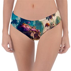 Tropical Island Fantasy Landscape Palm Trees Ocean Reversible Classic Bikini Bottoms by Pakemis