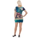 Tropical Island Fantasy Landscape Palm Trees Ocean Short Sleeve Asymmetric Mini Dress View2