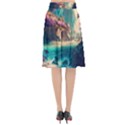 Tropical Island Fantasy Landscape Palm Trees Ocean Flared Midi Skirt View2