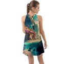 Tropical Island Fantasy Landscape Palm Trees Ocean Halter Tie Back Chiffon Dress View2