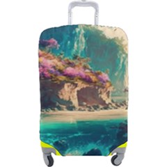 Tropical Island Fantasy Landscape Palm Trees Ocean Luggage Cover (large) by Pakemis