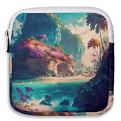 Tropical Island Fantasy Landscape Palm Trees Ocean Mini Square Pouch by Pakemis