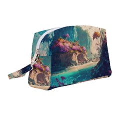 Tropical Island Fantasy Landscape Palm Trees Ocean Wristlet Pouch Bag (medium) by Pakemis