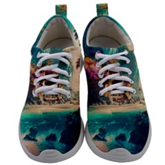 Tropical Island Fantasy Landscape Palm Trees Ocean Mens Athletic Shoes by Pakemis