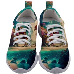 Tropical Island Fantasy Landscape Palm Trees Ocean Kids Athletic Shoes by Pakemis