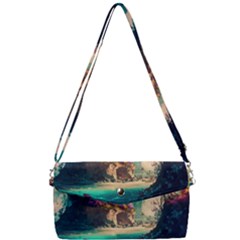 Tropical Island Fantasy Landscape Palm Trees Ocean Removable Strap Clutch Bag by Pakemis