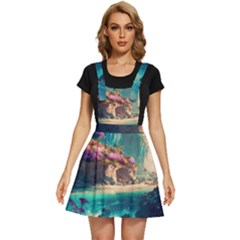 Tropical Island Fantasy Landscape Palm Trees Ocean Apron Dress by Pakemis