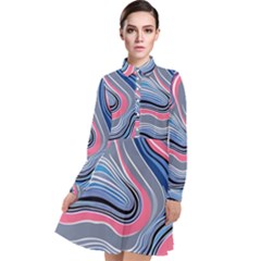 Fluid Abstract Art Long Sleeve Chiffon Shirt Dress by GardenOfOphir