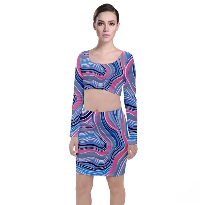 Fluid Abstract Art Top and Skirt Sets