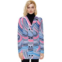 Fluid Abstract Art Button Up Hooded Coat  by GardenOfOphir