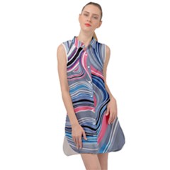 Fluid Abstract Art Sleeveless Shirt Dress