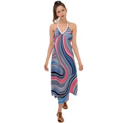 Fluid Abstract Art Halter Tie Back Dress  by GardenOfOphir