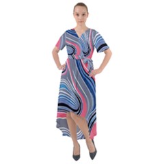 Fluid Abstract Art Front Wrap High Low Dress by GardenOfOphir