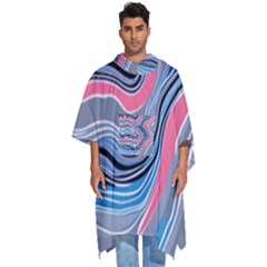 Fluid Abstract Art Men s Hooded Rain Ponchos