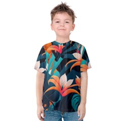 Tropical Flowers Floral Floral Pattern Patterns Kids  Cotton Tee