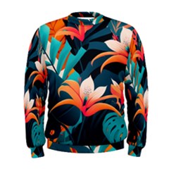 Tropical Flowers Floral Floral Pattern Patterns Men s Sweatshirt by Pakemis