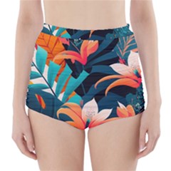 Tropical Flowers Floral Floral Pattern Patterns High-waisted Bikini Bottoms by Pakemis