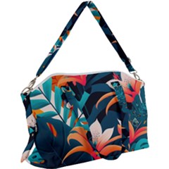 Tropical Flowers Floral Floral Pattern Patterns Canvas Crossbody Bag by Pakemis