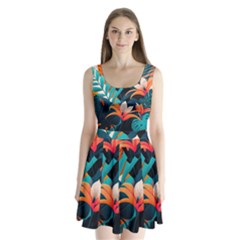 Tropical Flowers Floral Floral Pattern Patterns Split Back Mini Dress  by Pakemis