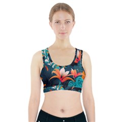 Tropical Flowers Floral Floral Pattern Patterns Sports Bra With Pocket by Pakemis