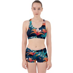 Tropical Flowers Floral Floral Pattern Patterns Work It Out Gym Set by Pakemis