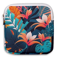 Tropical Flowers Floral Floral Pattern Patterns Mini Square Pouch by Pakemis