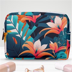 Tropical Flowers Floral Floral Pattern Patterns Make Up Pouch (medium) by Pakemis